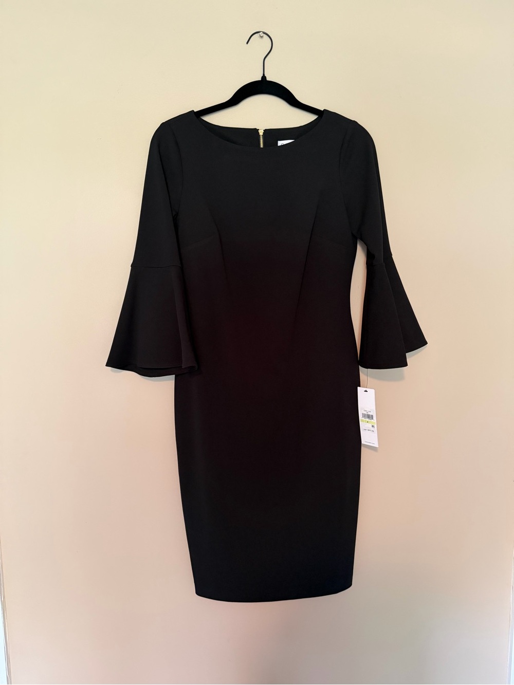 Calvin Klein Black Bell-Sleeve Sheath Dress
